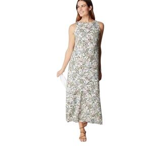 J.Jill Wearever Collection Knit Maxi Dress Hummingbird Floral Print LP New